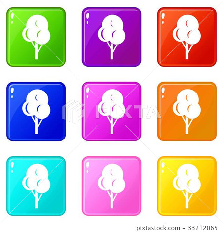 Autumn tree icons 9 set Autumn tree icons 9 set 33212065