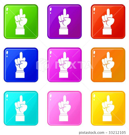 Middle finger hand sign icons 9 set Middle finger hand sign icons 9 set 33212105