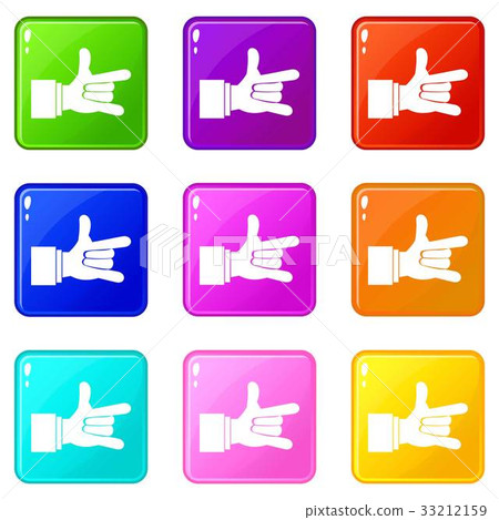 I Love You hand sign icons 9 set I Love You hand sign icons 9 set 33212159