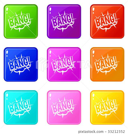Bang, speech bubble explosion icons 9 set 33212352