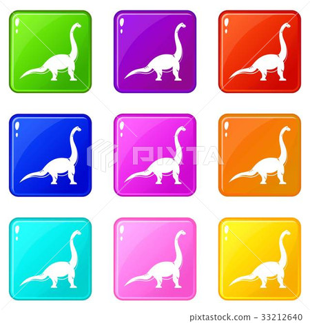 Brachiosaurus dinosaur icons 9 set Brachiosaurus dinosaur icons 9 set 33212640