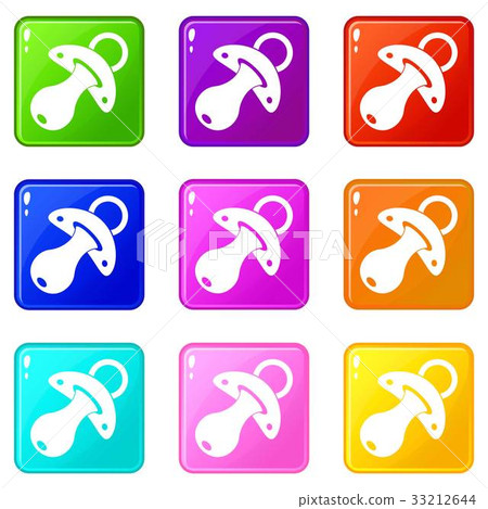 Baby pacifier icons 9 set Baby pacifier icons 9 set 33212644