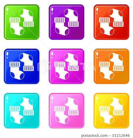 Baby socks icons 9 set Baby socks icons 9 set 33212646