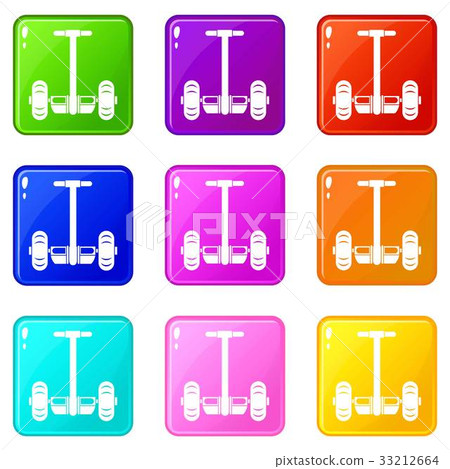 Two wheeled battery powered vehicle icons 9 set Two wheeled battery powered vehicle icons 9 set 33212664