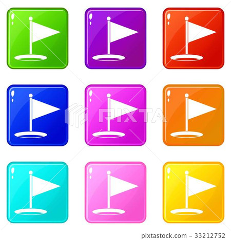 Golf flag icons 9 set Golf flag icons 9 set 33212752