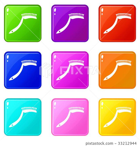 Pet comb icons 9 set 33212944