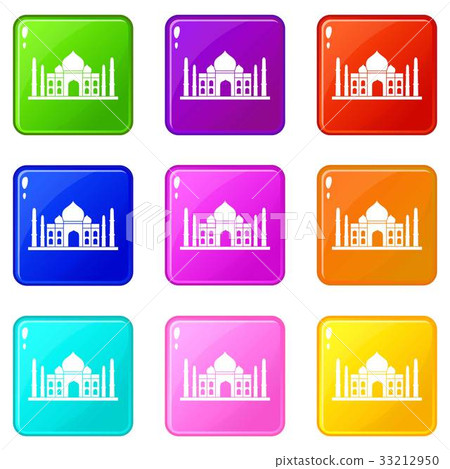 Taj mahal icons 9 set Taj mahal icons 9 set 33212950