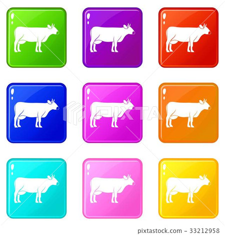 Cow icons 9 set 33212958