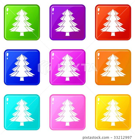 Fir tree icons 9 set Fir tree icons 9 set 33212997