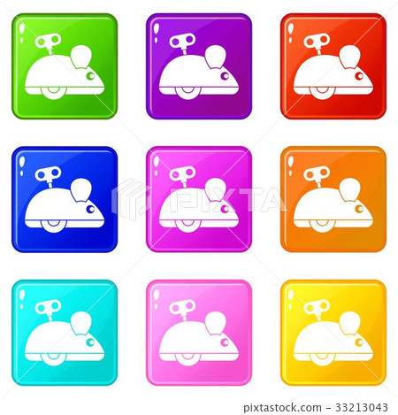 Clockwork mouse icons 9 set 33213043