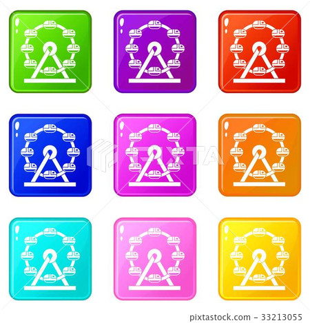 Giant ferris wheel icons 9 set 33213055