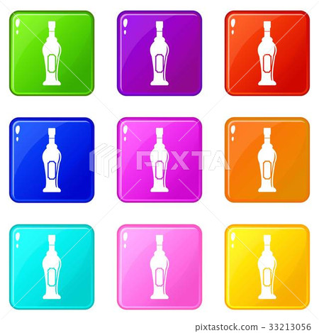 Alcohol bottle icons 9 set Alcohol bottle icons 9 set 33213056
