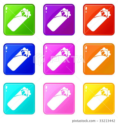 Shawarma sandwich icons 9 set 33213442
