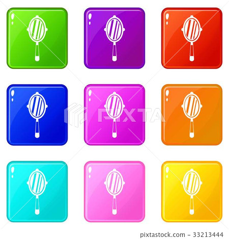 Hand mirror icons 9 set Hand mirror icons 9 set 33213444