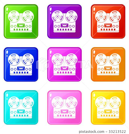 Retro tape recorder icons 9 set Retro tape recorder icons 9 set 33213522