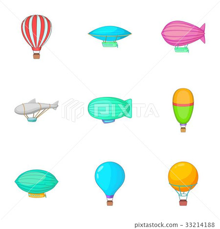 Different air transport icons set, cartoon style Different air transport icons set, cartoon style 33214188