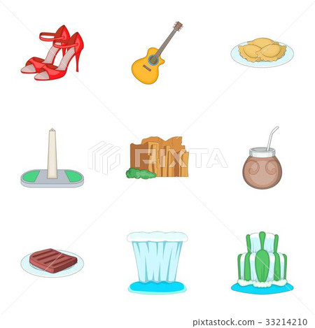 Argentina festival icons set, cartoon style Argentina festival icons set, cartoon style 33214210