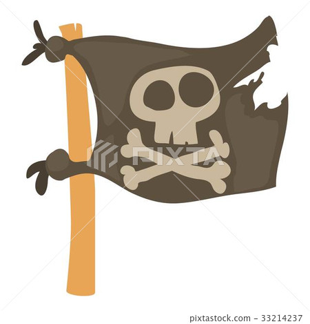 Jolly Roger icon, cartoon style 33214237