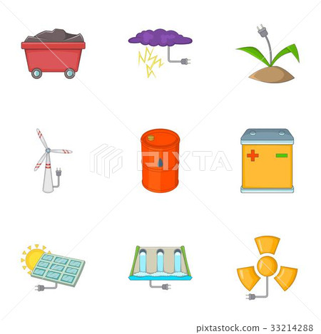 Eco energy icons set, cartoon style Eco energy icons set, cartoon style 33214288