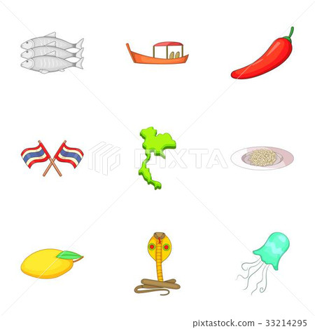 Thailand icons set, cartoon style 33214295