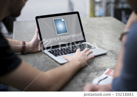 Man working on laptop network graphic overlay Man working on laptop network graphic overlay 33218881