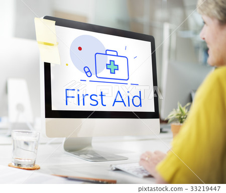 Healthcare Wellness Wellbeing First Aid Box Word Graphic 33219447