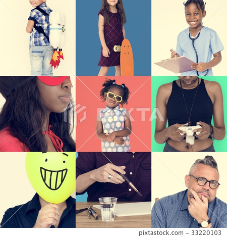 Set of Diverse People Inspirational Ideas Studio Collage Set of Diverse People Inspirational Ideas Studio Collage 33220103