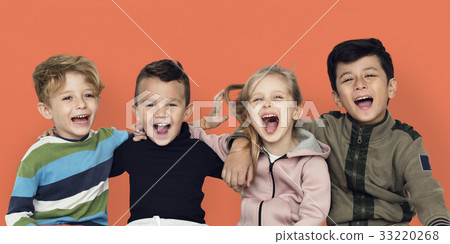 Little Children Happy Cheerful Together Little Children Happy Cheerful Together 33220268
