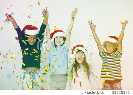 Group of young kids jumping and celebrating Group of young kids jumping and celebrating 33220561