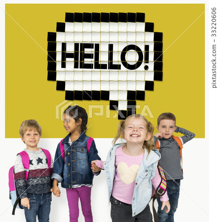 Kids Say Hello Hi Greeting Speech Bubble Graphic 33220606