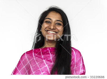 Woman doing close up photoshoot in studio 33220686