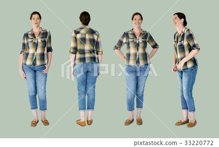 Adult Women Set Gesture Standing Studio Isolated 33220772