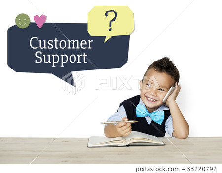 Boy using mobile phone talking and smiling 33220792