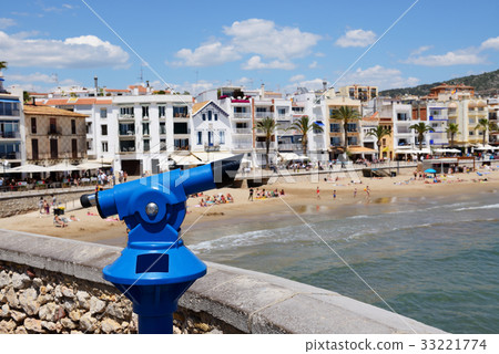 The tourists binocular near beach, Sitges, Spain 33221774