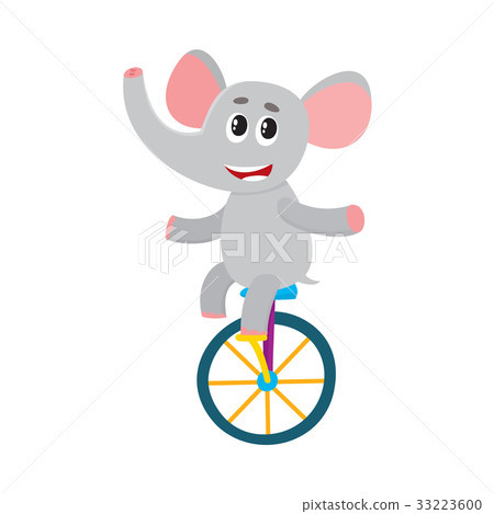 Cute little elephant character riding bicycle 33223600
