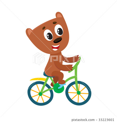 Cute little bear character riding bicycle, cycling Cute little bear character riding bicycle, cycling 33223601