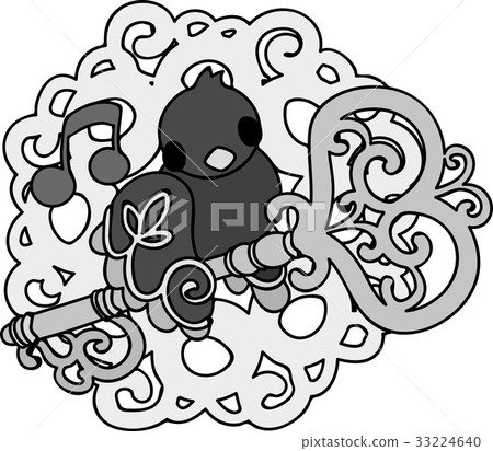 一隻逗人喜愛的小的鳥的例證與一個神奇樣式的 一隻逗人喜愛的小的鳥的例證與一個神奇樣式的 33224640