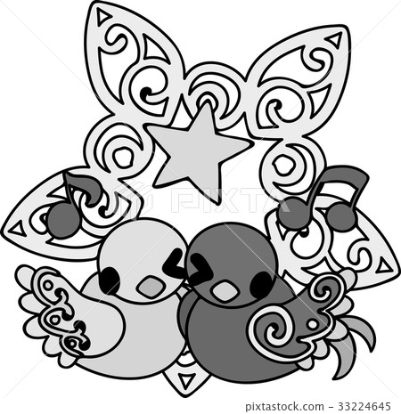 Illustration of a cute little bird with a mysterious pattern 33224645