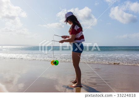 Teen Girl  Beach Spinning Disks 33224818