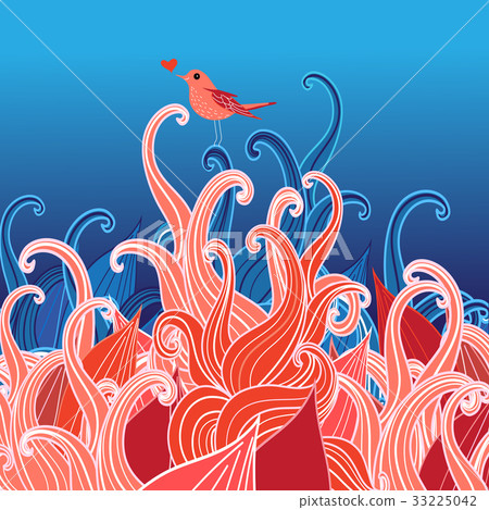 Love the bird on abstract plants Love the bird on abstract plants 33225042