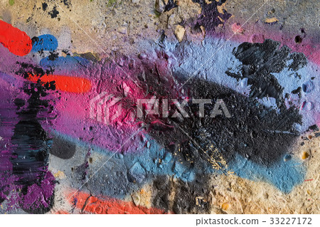 Stone wall stained colorful patches of bright Stone wall stained colorful patches of bright 33227172