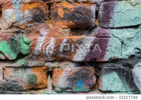 Abstract wall, decorated with drawings paint 33227198