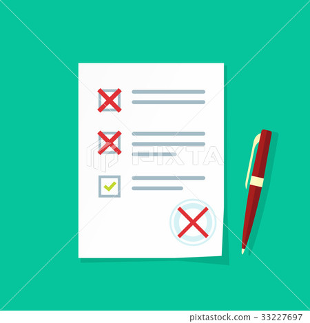 Exam paper form with failed assessment vector 33227697