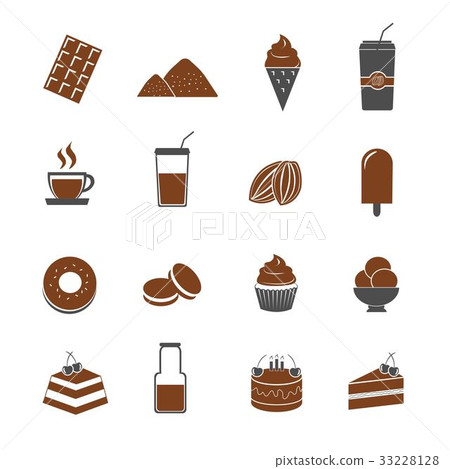 cocoa and chocolate icons set vector cocoa and chocolate icons set vector 33228128