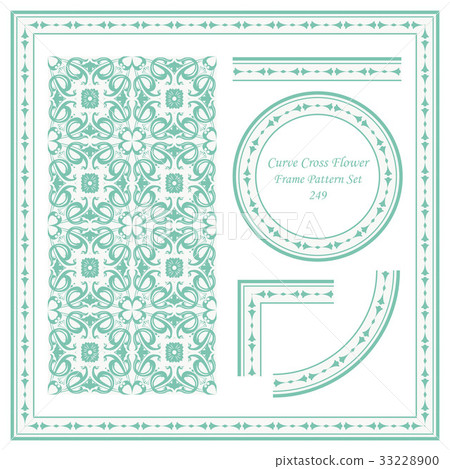 Vintage Frame Pattern Set of Curve Cross Flower Vintage Frame Pattern Set of Curve Cross Flower 33228900