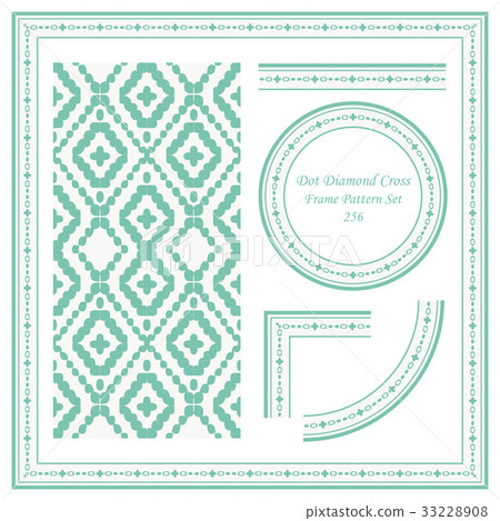 Vintage Frame Pattern Set of Dot Diamond Cross 33228908