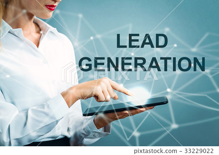 Lead Generation text with business woman 33229022