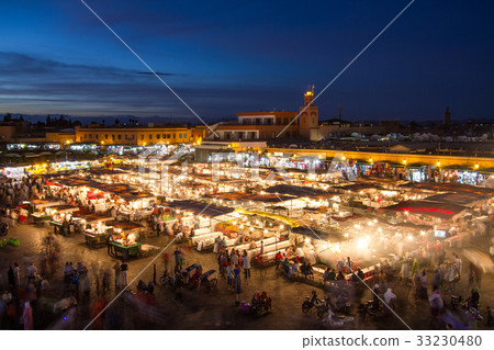 Jamaa el Fna market square at dusk, Marrakesh Jamaa el Fna market square at dusk, Marrakesh 33230480