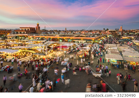 Jamaa el Fna market square in sunset, Marrakesh Jamaa el Fna market square in sunset, Marrakesh 33230490