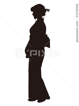 Yukata好的妙語節日舞蹈節日Yukata等待的婦女的剪影婦女 33230502